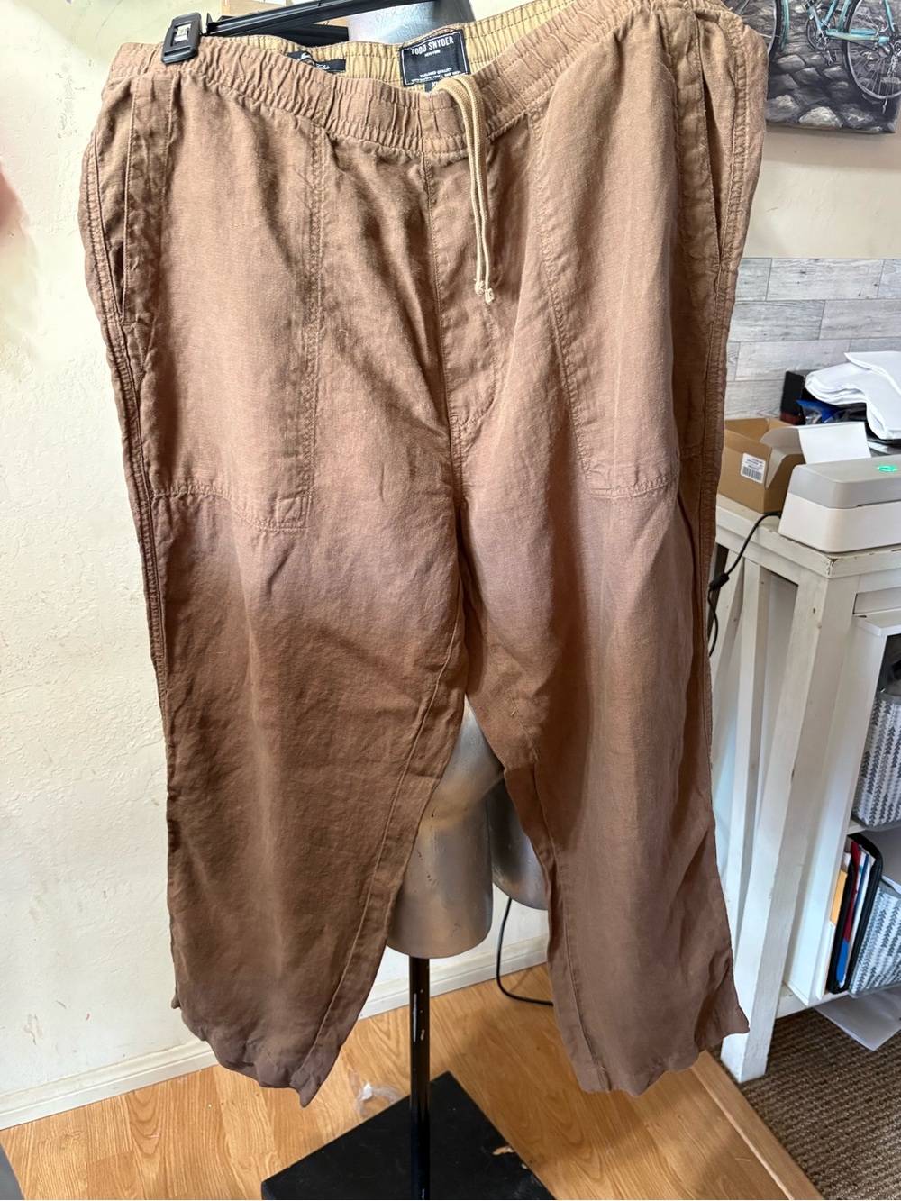 Todd Snyder Brown Drawstring Linen-Blend Joggers